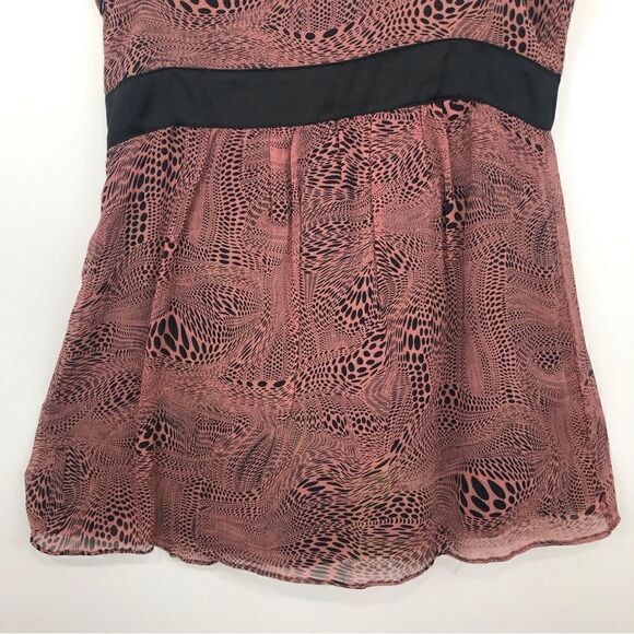 Express Black Mauve Silk Graphic Design Chiffon Baby Doll Tank Blouse - Picture 7 of 11